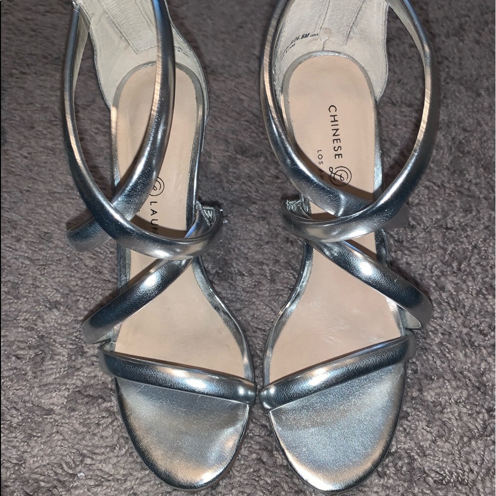 Chinese Laundry strappy silver heels